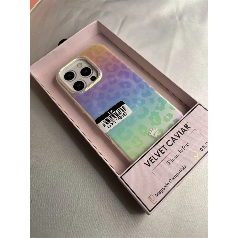 Velvet Caviar iPhone 16 Pro Case Rainbow Leopard MagSafe Compatible 10ft Drop